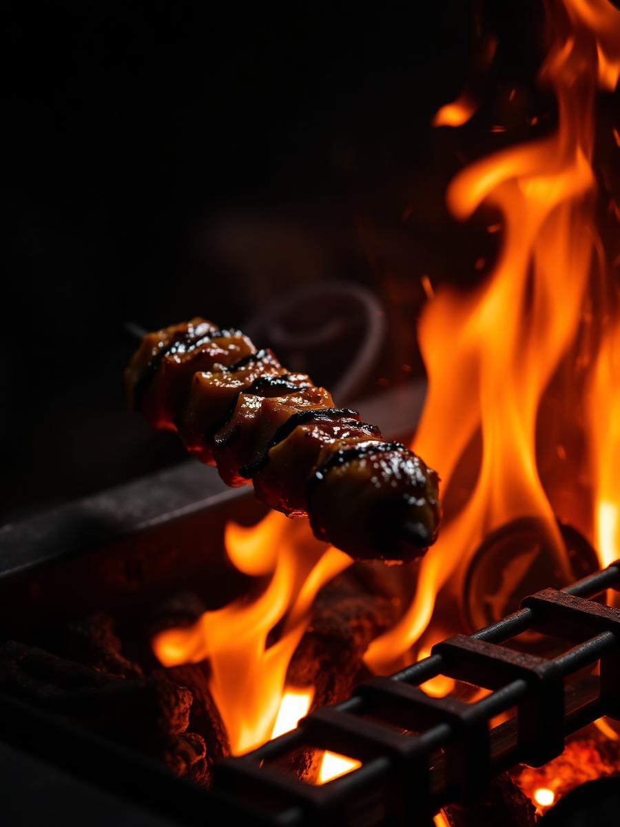 Vlees aan het draaien op de grill